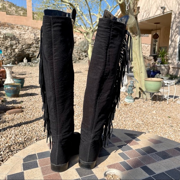 Marc Fisher Myndee Suede over the knee leather fringe Boot EUC - Picture 10 of 15